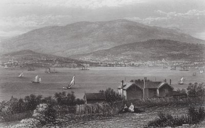 Austrálie: Hobart Town, Tasmánie (rytina) od J. C. Armytage