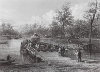 Austrálie: Punt, Echuca (rytina) od J. C. Armytage