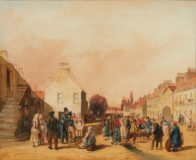 Fisherrow, Musselburgh (tužka a akvarel) od J. C. Newton