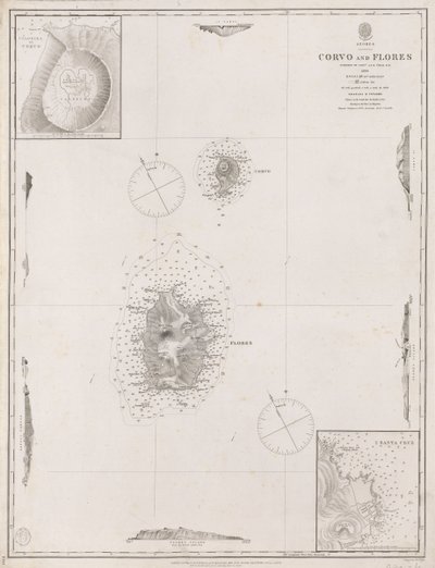 Azory Corvo a Flores. Vyšetřil kapitán A.T.E. Vidal R.N. 1844. od J. & C. Walker