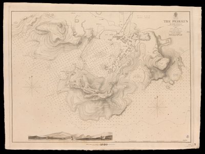 Řecko, Peiraeus nebo Port Drako, které prozkoumal velitel Thomas Graves, H.M.S. Beacon 1840 od J. & C. Walker