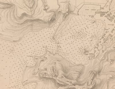 Řecko, Peiraeus nebo Port Drako, průzkum provedený komandérem Thomasem Gravesem, H.M.S. Beacon 1840, [Detail] od J. & C. Walker