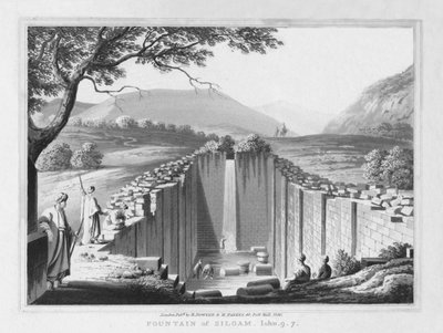 Fontána Siloam. John. 9.7., 1830 od J. Clarke