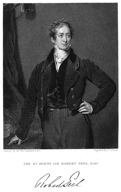 Robert Peel, britský státník 19. století od J. Cochran