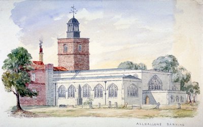 Kostel All Hallows-by-the-Tower, Londýn, c1840 od J Cooke