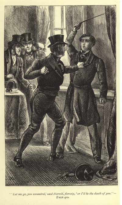 "Nech mě jít, ty darebáku," řekl Harold zuřivě, "nebo budu tvou smrtí." od J. Cooper