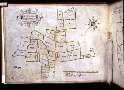 Archiv 5674 Mapa pozemků Hornechurch Hall v Essexu, vlastněná New College, Oxford od J. E. Coffin