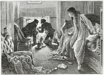 Velmi tiše jsem zvedl ruku a vytáhl dýku zpod polštáře, ilustrace k thrillerovému kriminálnímu příběhu „Příběh jizvy“, z „Appleton