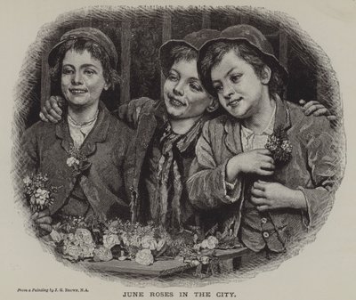 Červnové růže ve městě (rytina) od J. Gillis Brown