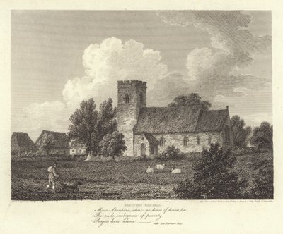 Robert Bloomfield, básník: Sapiston Church (rytina) od J. Greig