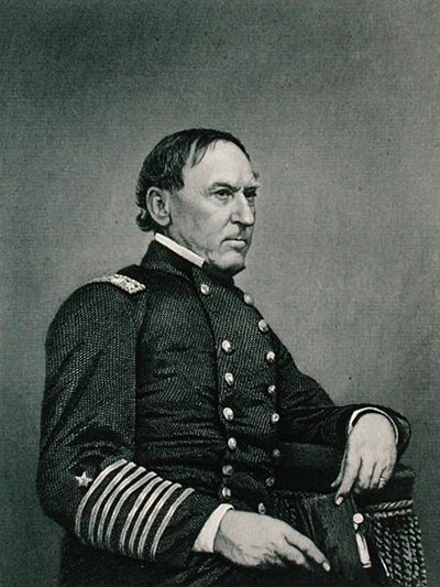 David Glasgow Farragut (1801-70), vyryto podle fotografie Williama G. Jackmana (fl.c.1840-60) (rytina) od J. Gurney and Son
