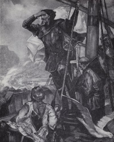 Portugalský cestovatel Vasco da Gama při své cestě do Indie pozoroval Mys Dobré naděje od J. H. Amschewitz