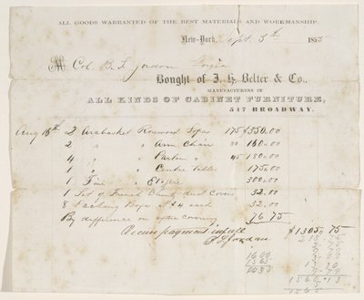 Kupní smlouva plukovníkovi B. S. Jordanovi, 5. září 1855 (inkoust na papíře) od J. H. Belter and Co. J. H. Belter and Co.