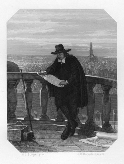 Jacob van Campen, holandský umělec a architekt zlatého věku, 17. století c1870. od J. H. Rennefeld