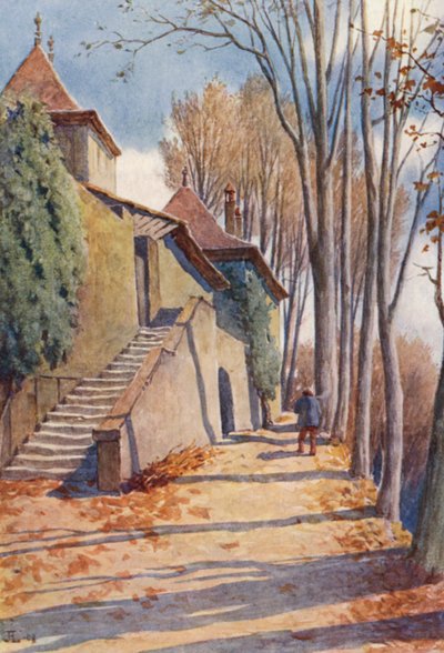 Chateau de Prangins (barevná litografie) od J. Hardwicke Lewis