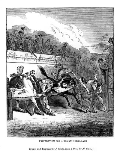 Příprava na římský dostih, 1843 od J. Jackson