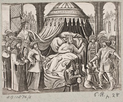 Ilustrace k Adamu Oleariusovi, „Perský Rosenthal od geniálního básníka Schich Saadi […]“, Schleswig 1660 od J. Muller