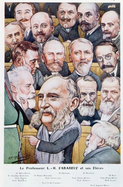 Profesor Luis Hubert Farabeuf (1841-1910) a jeho studenti z Chanteclair, kolem roku 1910 od J P. Frantz