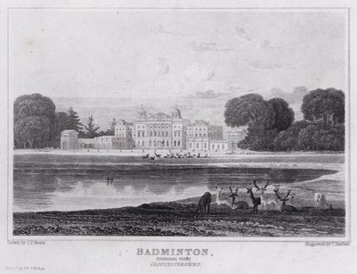 Badminton, General View, Gloucestershire (rytina) od John Preston Neale