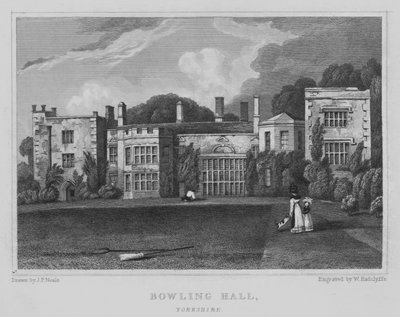 Bowling Hall, Yorkshire (rytina) od John Preston Neale