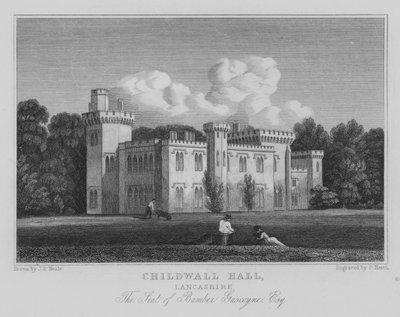 Childwall Hall, Lancashire, The Seat of Bamber Gascoyne, Esquire (rytina) od John Preston Neale