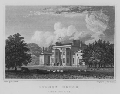 Colney House, Hertfordshire (rytina) od John Preston Neale