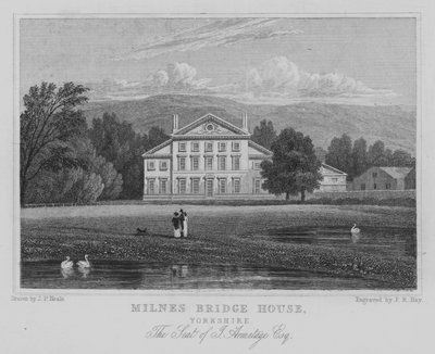 Milnes Bridge House, Yorkshire, Sídlo J Armitage, Esquire (rytina) od John Preston Neale