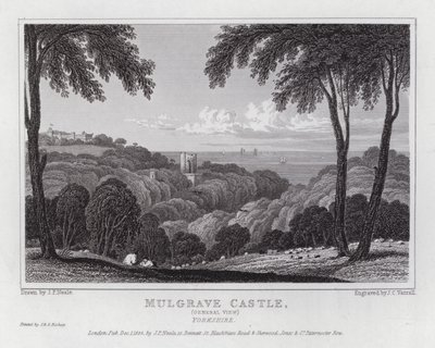 Mulgrave Castle, General View, Yorkshire (rytina) od John Preston Neale