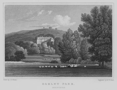 Oakley Park, Shropshire (rytina) od John Preston Neale
