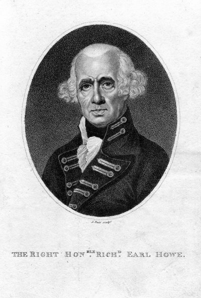 Richard Howe 1726-1799, 1. Earl Howe, anglický admirál, 19. století. od J. Pass