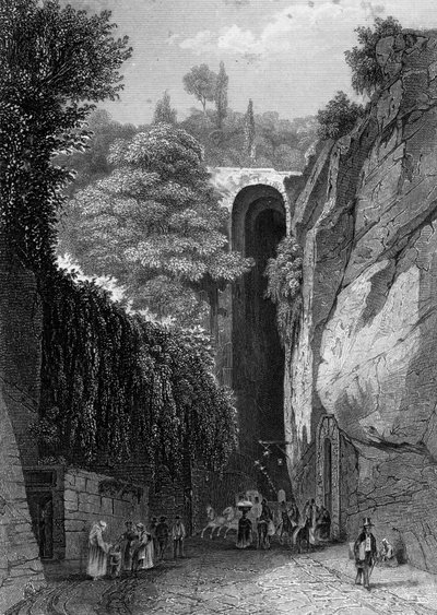 Jeskyně Posillipo poblíž Neapole, Itálie, 19. století od J. Poppel