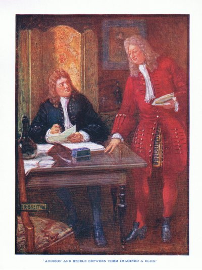 Addison a Steele si mezi nimi představili klub z anglické literatury pub. od T C & EC Jack, kolem roku 1920 od J. R. Skelton
