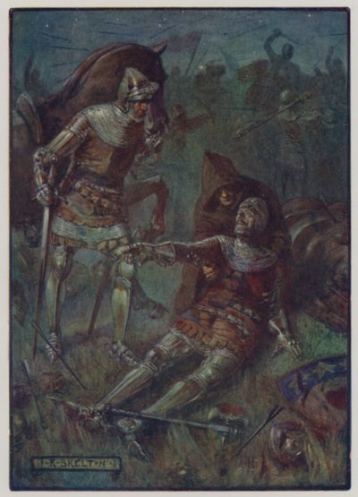 Smrt Jakuba, 2. hraběte z Douglasu, bojujícího proti Angličanům v bitvě u Otterburnu, 1388 od J. R. Skelton