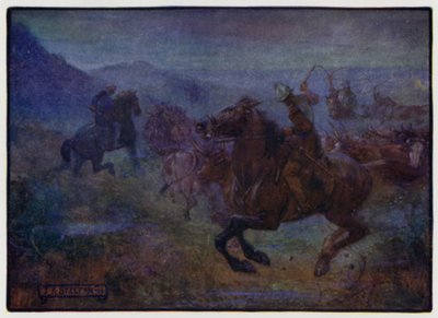 Nájezd na anglo-skotské hranice Border Reivers, počátek 16. století od J. R. Skelton