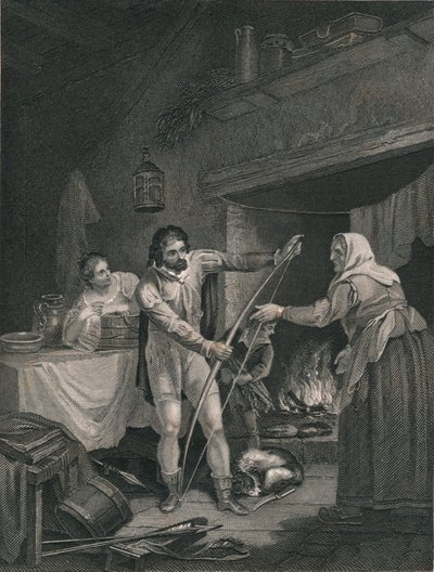 Alfred in the Neeatherds Cottage, polovina 19. století. od J. Rogers