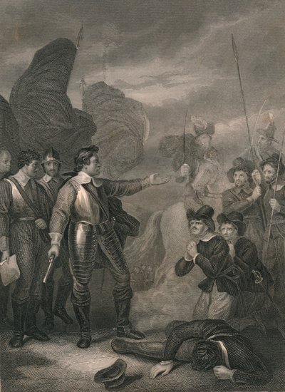 Cromwell Supressing The Mutiny in the Army, c1640s, polovina 19. století. od J. Rogers