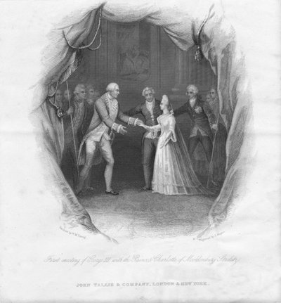 První setkání Jiřího III. s princeznou Charlotte..., 1761, polovina 19. století. od J. Rogers
