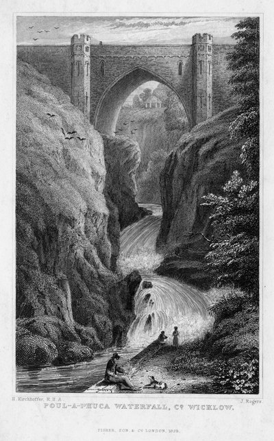 Vodopád Poul a Phuca, hrabství Wicklow, 1829. od J. Rogers