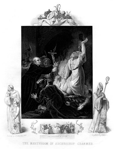 Umučení arcibiskupa Cranmera, 1556, 1877 od J. Rogers
