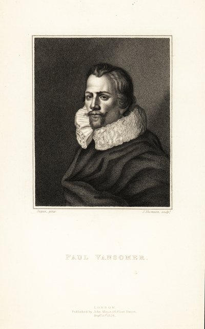 Portrét Paula van Somera, vlámského umělce a dvorního malíře anglického krále Jakuba I., cca 1577-1621 od J. Thomson