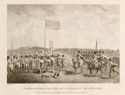 Charles První vztyčující svůj standard v Nottinghamu od J. Throsby
