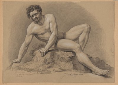 Sedící mužský akt, při pohledu zepředu (2. cena 1810) od J. Uittenbogaardt