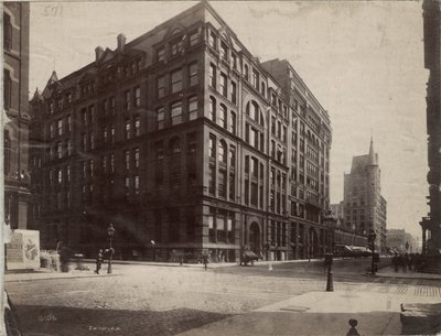 Jihovýchodní roh Dearborn a Monroe Streets, Chicago, 1890 od J. W. Taylor