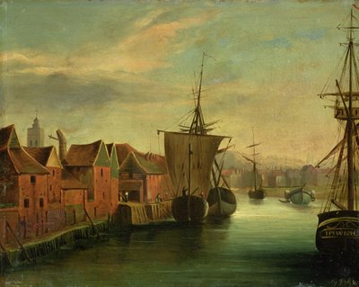 Nábřeží sv. Kateřiny, Ipswich, asi 1830 (deska) od Jabez Hare