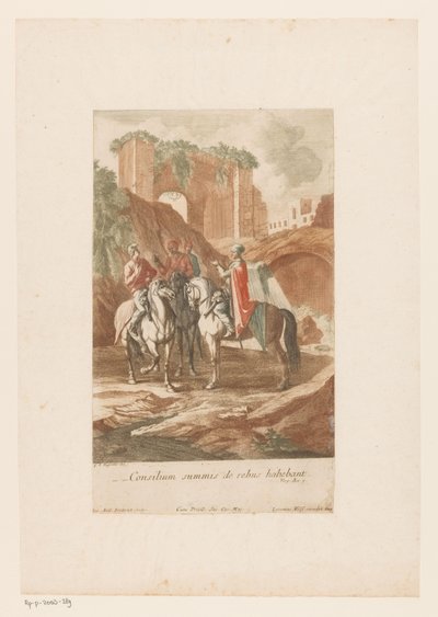 Každodenní konzultace kapitánů Consilium summis de rebus habebant (název na objektu) od Jacob Andreas Fridrich (I)