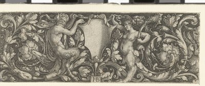 Vlys se štítem neseným mužským a ženským satyrem od Jacob Binck (signed by artist)