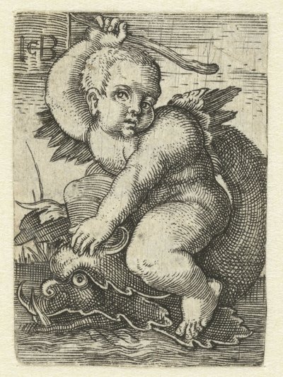 Putto na delfína od Jacob Binck