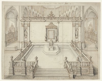 Trůnní sál v St. Bavokerk v Gentu pro investituru Karla VI., německého císaře, v roce 1717 od Jacob Colin