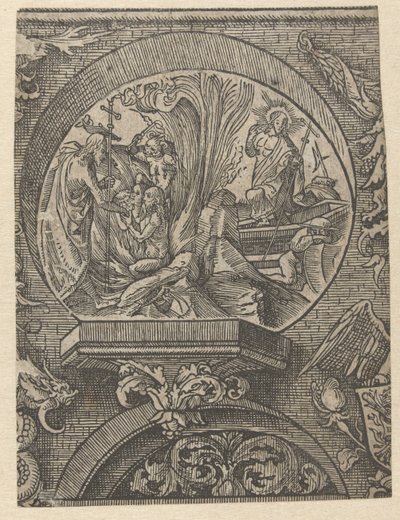 Nanebevstoupení a vzkříšení Krista The Creed (název série) od Jacob Cornelisz van Oostsanen