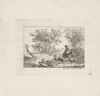 Pastýř na koni se stádem od Jacob Elias van Varelen